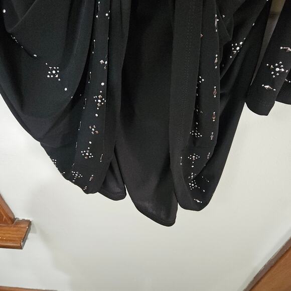 WHBM Womens Cold Shoulder Shift Dress Studded Beads Cocktail Sz Small Mock Neck - Picture 9 of 12